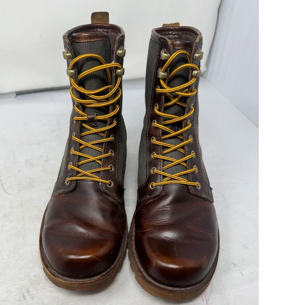 🔥UGG‎ Australia🚨 Butte Men's Brown Leather Canvas Combat Boots Size 7Women-8.5
